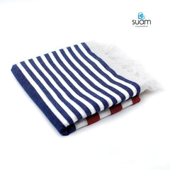 Suam Suntails Lightweight 100% Cotton Bath Towel 400 Gsm | Quick Absorption (Yellow - Lite Blue & Blue - Red, Suntails Towel, Cotton, Standard) - Pack Of 2