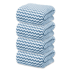 Black Gold The Finer Touch Microfiber Zigzag Bath Towel 1400 Gsm | Soft & Quick Dry Towel Lightweight & Absorbent Use For Men & Women (Blue) - Pack Of 4