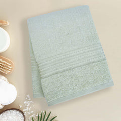 Micro Cotton Remy Basel Luxury Terry Cotton Bath Towel 550 Gsm | Super Comfortable 100% Long Staple Cotton Bath Towel (Spring Green)