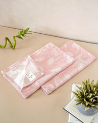 Debaans Bamboo Hand Towels 400 Gsm | Ultra Soft, Quick Dry, Antibacterial | Multiple Colors & Designs (Botanica Blossom Pink) - Set Of 2
