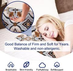 Microfiber Square Pillow Cushion For Sofa, Black & Brown, Grey - 16 X 16 Inch | Soft, For Comfort & Back Support | Breathable, Washable, Premium Cotton Cushion Cover, Neck Support - Set Of 3