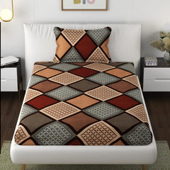 Premium Heavy Cotton Elastic Fitted Bedsheets With 2 King Size Pillow Covers - 72 X 78 X 10 Inch, Multicolor | Super Soft Breathable & Wrinkle Free