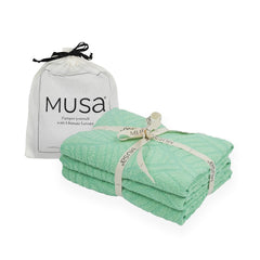 Musa Banana Hand Towels 400 Gsm | Terry Hand Towel For Wash Basin Kitchen Gym Towel For Men (Ming Green) -Set Of 3