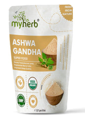 Myherb 100% Pure Natural Organic Ashwagandha Powder Withania Somnifera Ayurvedic Formula Support For Stress - Free Living | For Men & Women 227gm 0.5lbs