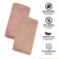 Housse Microfiber Hand Towel 1200 Gsm | Premium Quality Towels Ultra Absorbent & Anti-Bacterial For Gym (Peachy Pearl & Dusky Orchid) - Pack Of 6