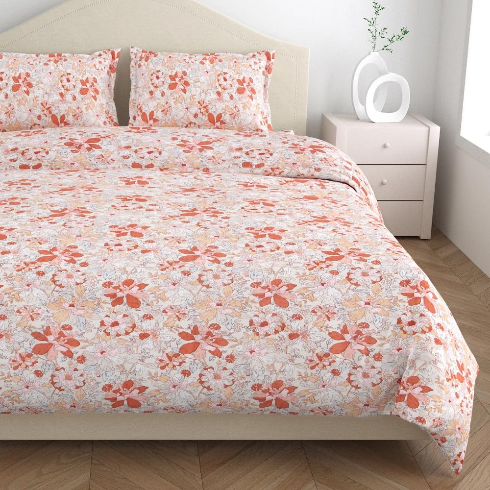 Flat Bedsheet Queen Size Bed With 2 Pillow Covers - 100 X 90 Inches, Multicolor | Soft, Breathable & Durable | Skin-Friendly & Durable