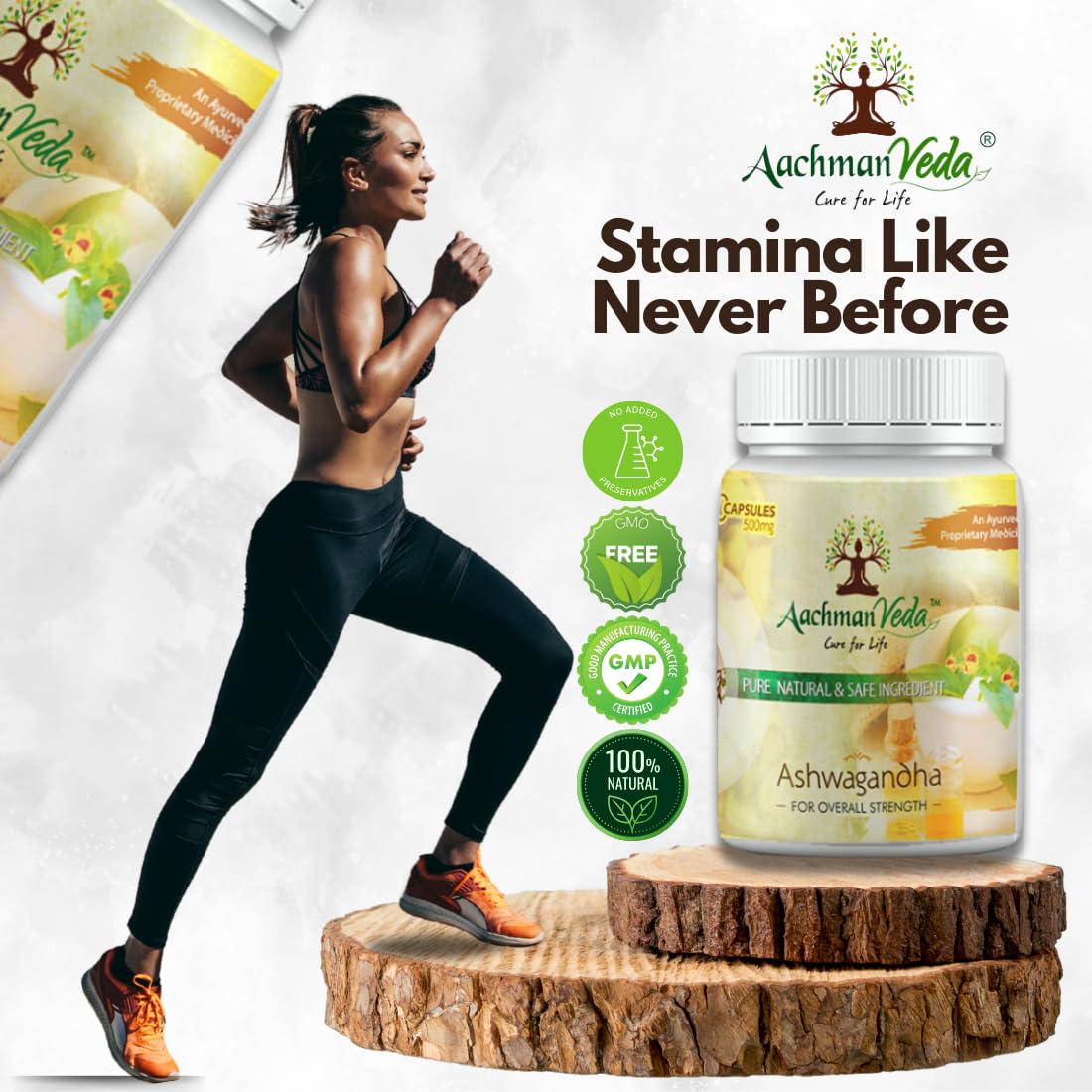 Achman Veda Ashwagandha Tablets 500mg, Boost Energy, Strength & Stamina Helps Anxiety & Stress Relief For Men & Women | 60 Capsules 100gm 0.2lbs Each Pack Of 2