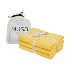 Musa Banana Hand Towels 400 Gsm | Terry Hand Towel For Wash Basin Kitchen Gym Towel For Men (Golden Sunshine) -Set Of 3