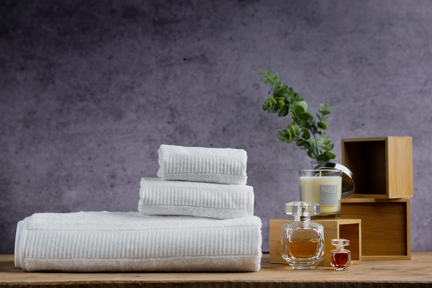 Mush Bamboo Luxurious Bath + Hand & Face Towel 900 Gsm | Ultra Soft, Absorbent & Antimicrobial Towel (White) -3 Piece