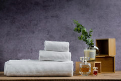 Mush Bamboo Luxurious Bath + Hand & Face Towel 900 Gsm | Ultra Soft, Absorbent & Antimicrobial Towel (White) -3 Piece
