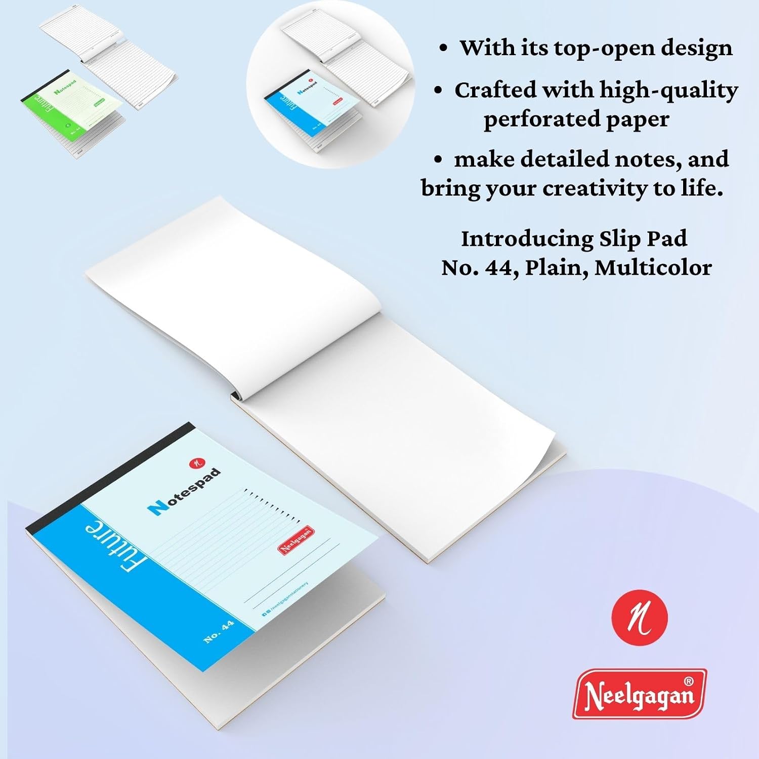 Slip Pad No.44, Plain With 80 Sheet 160 Pages, Portable Design, Easy To Carry, Pack Of 5