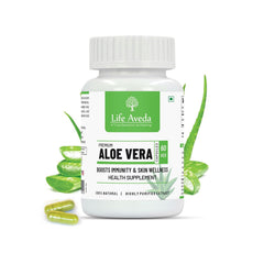 Life Aveda Premium Aloe Vera Capsules For Immunity Boosts, Skin Rejuvenates, Strengthens Hair & Improves Digestion | 60 Capsules, 100gm 0.2lbs