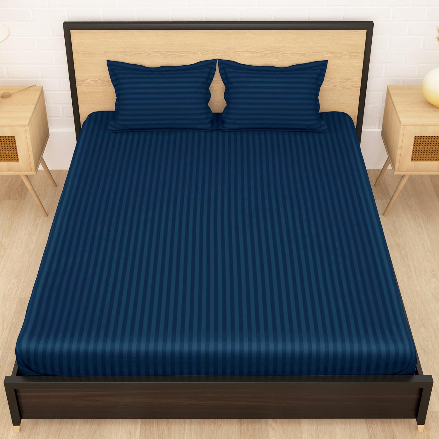 Perfect Double Bedsheets For Queen Size With Two Pillow Cover - 88 X 98 Inches, Navy Blue | Soft & Breathable, For Bedroom & Gifting