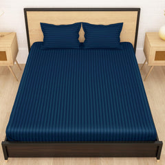 Perfect Double Bedsheets For Queen Size With Two Pillow Cover - 88 X 98 Inches, Navy Blue | Soft & Breathable, For Bedroom & Gifting
