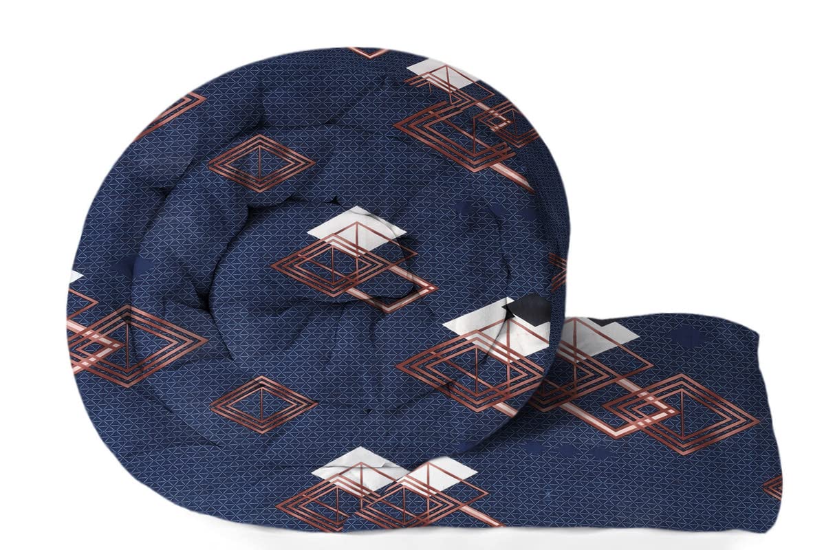 Cotton AC Comforter Set King Size Double Bedsheet With & Two King Pillow Covers - 90 X 100 Inches, Dark Blue | Ideal For House, Hotel, Guest Room