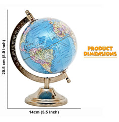 Educational Globe With Magnifying Glass, Rotating World Globe With Steel Finish Arc & Base | World Globe, For Kids Learning, Students & Home Decor, Office Desk, Pack Of 1