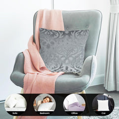 Microfiber Square Pillow Cushion For Sofa & Bed, Grey - 16 X 16 Inch | Soft, Fluffy For Comfort & Back Support | Breathable, Washable | Premium Velvet Outer Cover With Zip - Set Of 2