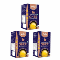 100% Pure Desi Bilona Danedar Cow Ghee By Ovlin | Good Source Of Healthy & Nutritious Desi Cow Ghee Perfect For Overall Health | 3 Litre (1 Litr * 3) 101.4 Ounce | Box Pack
