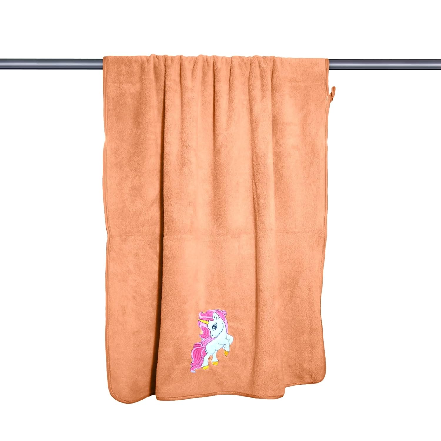 Maxoshine Microfiber Kids Bath Towels 400 Gsm | Quick Dry Super Absorbent Super Soft Bath Towel For Babies Toddler-Baby Towel - Orange (Unicorn Design)