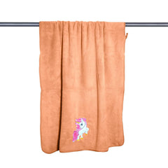 Maxoshine Microfiber Kids Bath Towels 400 Gsm | Quick Dry Super Absorbent Super Soft Bath Towel For Babies Toddler-Baby Towel - Orange (Unicorn Design)