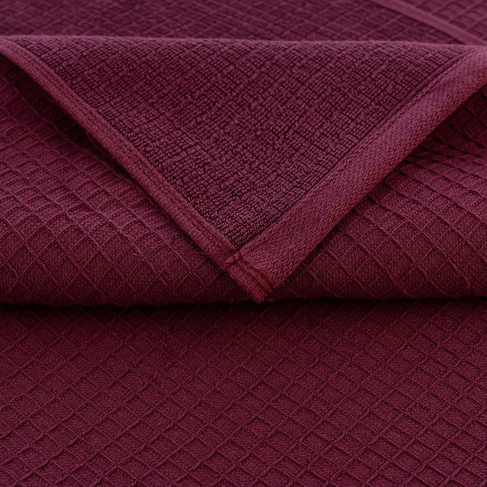 Casa Copenhagen Egyptian Cotton Waffle Large Size Bath Towel 500 Gsm (Burgundy)
