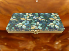 Premium Decorative Designer Mdf Gifting Cash Box Shagun & Jewellery Box For Weddings, Colour - Green Flowers, Material - Wood