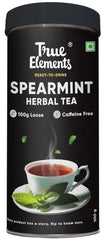 True Elements Spearmint Herbal Tea - 100gm, 3.5 Ounce | Helps In PCOS & PCOD - Ready To Drink Calming Tea | Caffeine Free Loose Leaf Tea