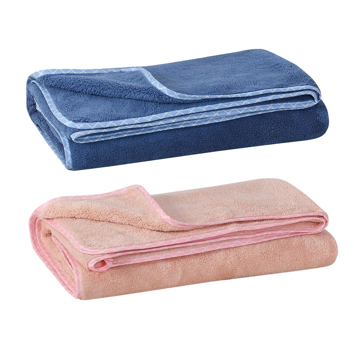 Urbanleaf Microfiber Large Bath Towel Quick Dry Super Absorbent Bath Towel | Towel For Bath, Travel, Gym, Beach, Pool & Yoga (Peach & Navy Blue)