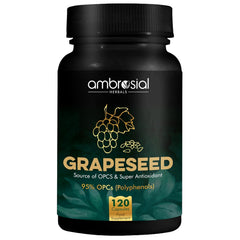 Ambrosial Grape Seed Extract Capsules 95% Opcs Polyphenols High Strength Grape Seed Supplement Strong Antioxidant | 120 Vegan Capsules 150gm 0.3lbs