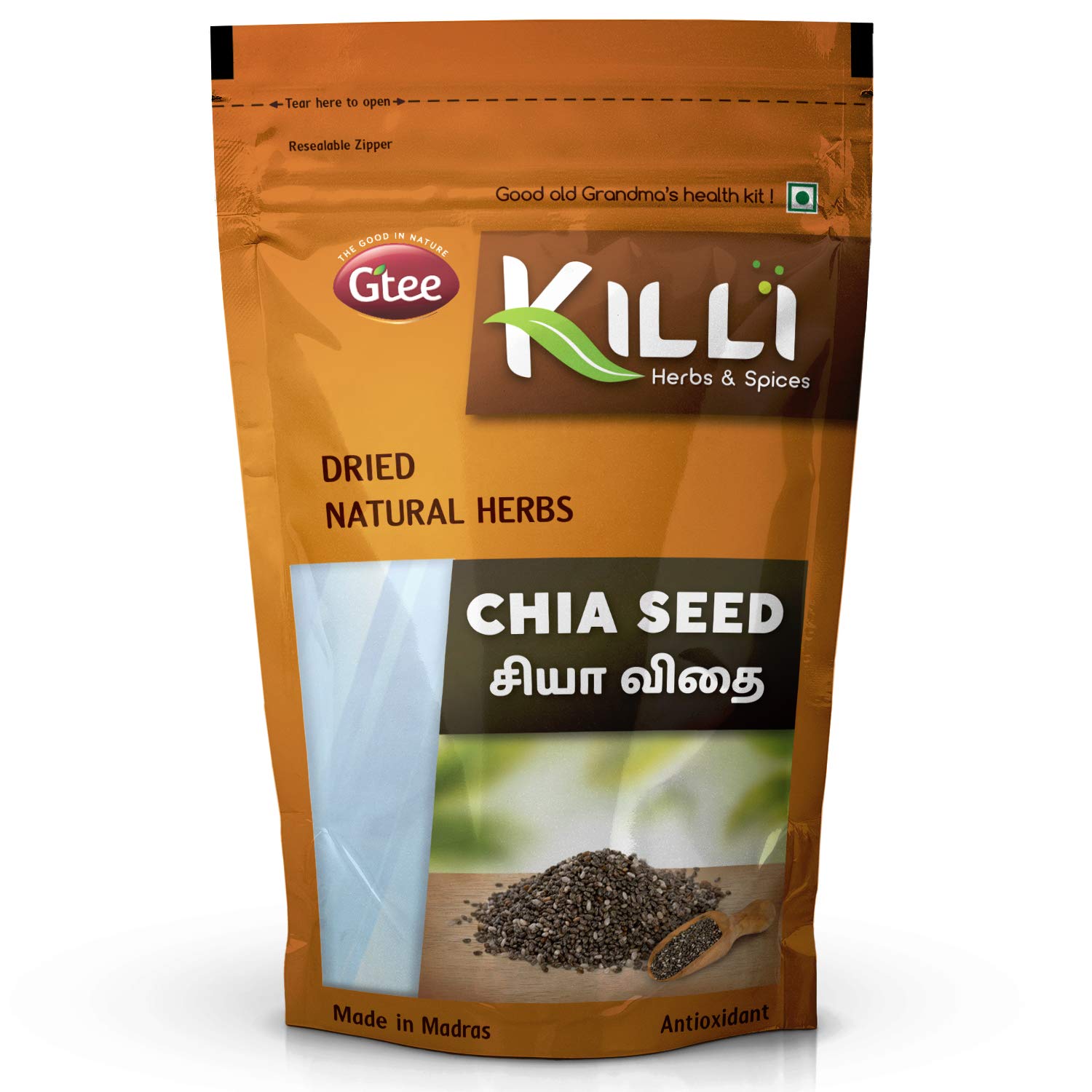 Killi Chia Seed, Plant Based Omega-3 Fatty Acids Called Ala (Alpha - Linolenic Acid) | 200gm 0.4lbs