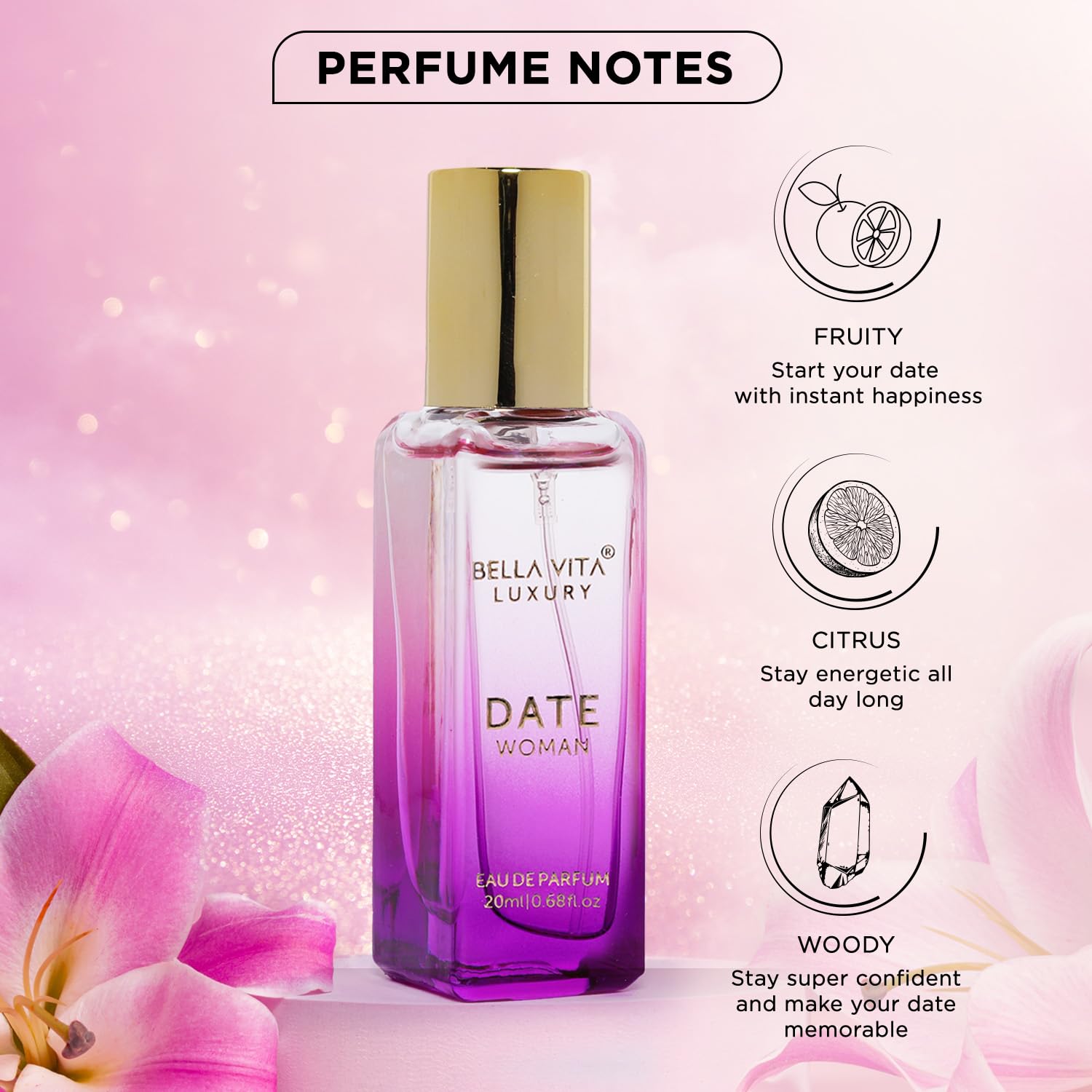 Bella Vita Luxury Date Woman Eau De Parfum 20ml 0.68 Fl.oz. Long Lasting | Gift For Wife