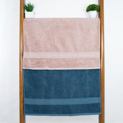 Rangoli 100% Cotton Fibre Bath Towel 1000 Gsm | Highly Durable & Super Absorbent Towel | Skin-Friendly & Quick Drying Luxury Towels (Peach & Blue) - Pack Of 2