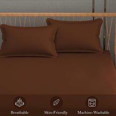 Queen Size Solid Plain Bedsheet Set Includes 2 Pillow Covers - 90 X 95 Inches, Copper | Exceptional Softness & Breathability | Premium Microfiber Material