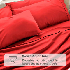 Super King Size Flat Bedsheet With 2 Pillow Covers - 110 X 112 Inches, Red | Good For Home, Hotel, Villa, Resort & Guest House