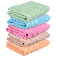 Kuber Industries Face Towel 1000 Gsm | Towels For Daily Use Workout Hand Towel | Lining Design | Pack Of 5 (Peach, Brown, Pink, Blue & Green)