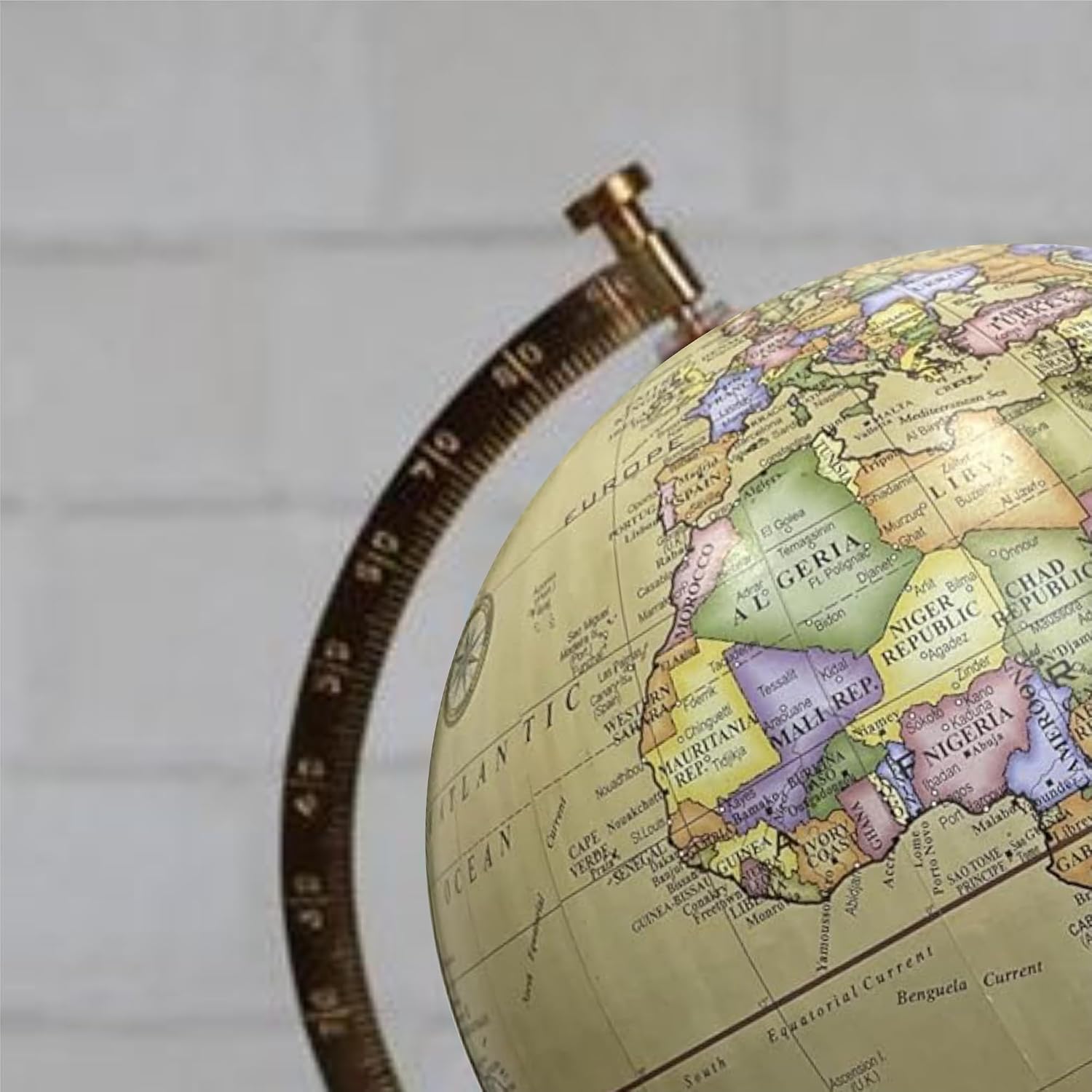 Antique Home Decor World Map Pastel Yellow Globe For Students & Kids, Show Piece | Globe For Geography, Office Table & Home Decor, Diameter - 8 Inch, Pack Of 1