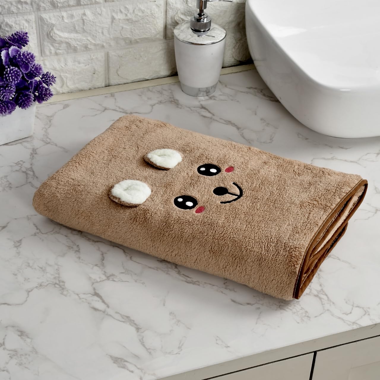 Hovent Microfiber Baby Bath Towel 400 Gsm | Large Size Super Absorbent Quality Baby Bath Towel (Brown)