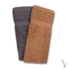 Nive Home Linens 100% Cotton Hand Towel 400 Gsm | Ultra Soft, Thick & Super Absorbent, Quick Dry Hand Towel (Gray & Dark Beige) - 2 Pcs