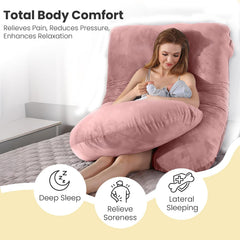 J Shape Full Body Pillow, Pregnancy Pillows For Sleeping, Adjustable, Peach Color | Maternity Pillows For Back, Hips, Legs, Belly | For Pregnant Women With Removable, Washable Velvet Cover