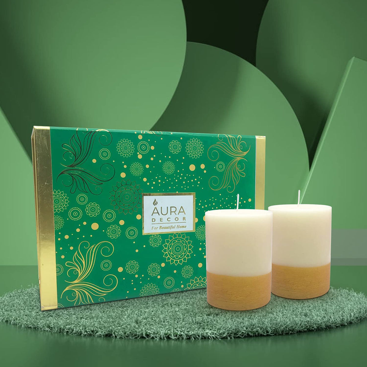 GOLD FINISH FRAGRANCE CANDLES 4 INCH DECOR CANDLES | BURNING TIME 60 HOURS