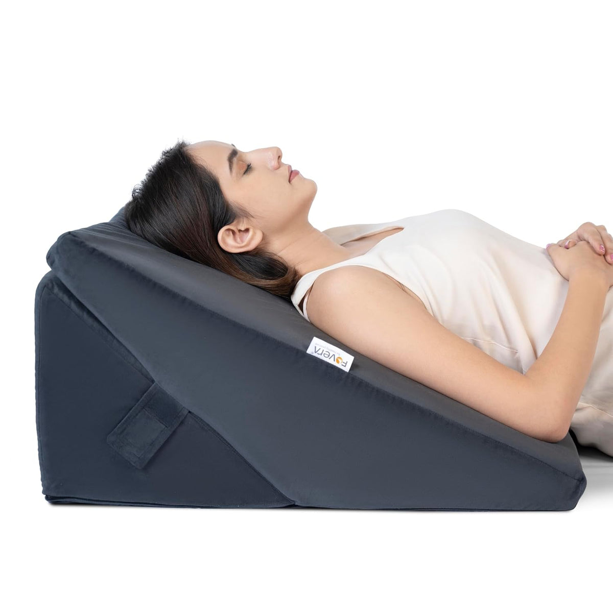 Wedge Pillow For Back Support, Velvet Dark Grey, Xl Size - 24 X 24 X 12 Inch | Adjustable Memory Foam Bed Wedge Pillow For Sleeping | Acid Reflux, Snoring, Pregnancy, Breathable