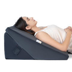 Wedge Pillow For Back Support, Velvet Dark Grey, Xl Size - 24 X 24 X 12 Inch | Adjustable Memory Foam Bed Wedge Pillow For Sleeping | Acid Reflux, Snoring, Pregnancy, Breathable