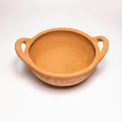 Exclusive Range Unglazed Clay Kadai | Mitti - Earthen Kadai For Cooking 2 Liters - With Natural Firing Shade & Mirror Shine, Red-Ochre (Gerua)