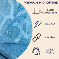 Nive Home Linens Microfiber Bath Towel 400 Gsm | Self Design, Ultra Soft, Super Absorbent, Quick Dry (Teal)