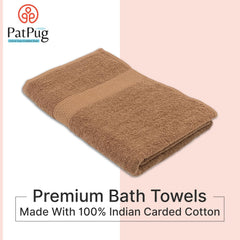 PatPug 100% Indian Ultra Soft Cotton Towel 380 Gsm | Highly Absorbent, Fade Resistant Large Bath Towel (Coffee Brown)