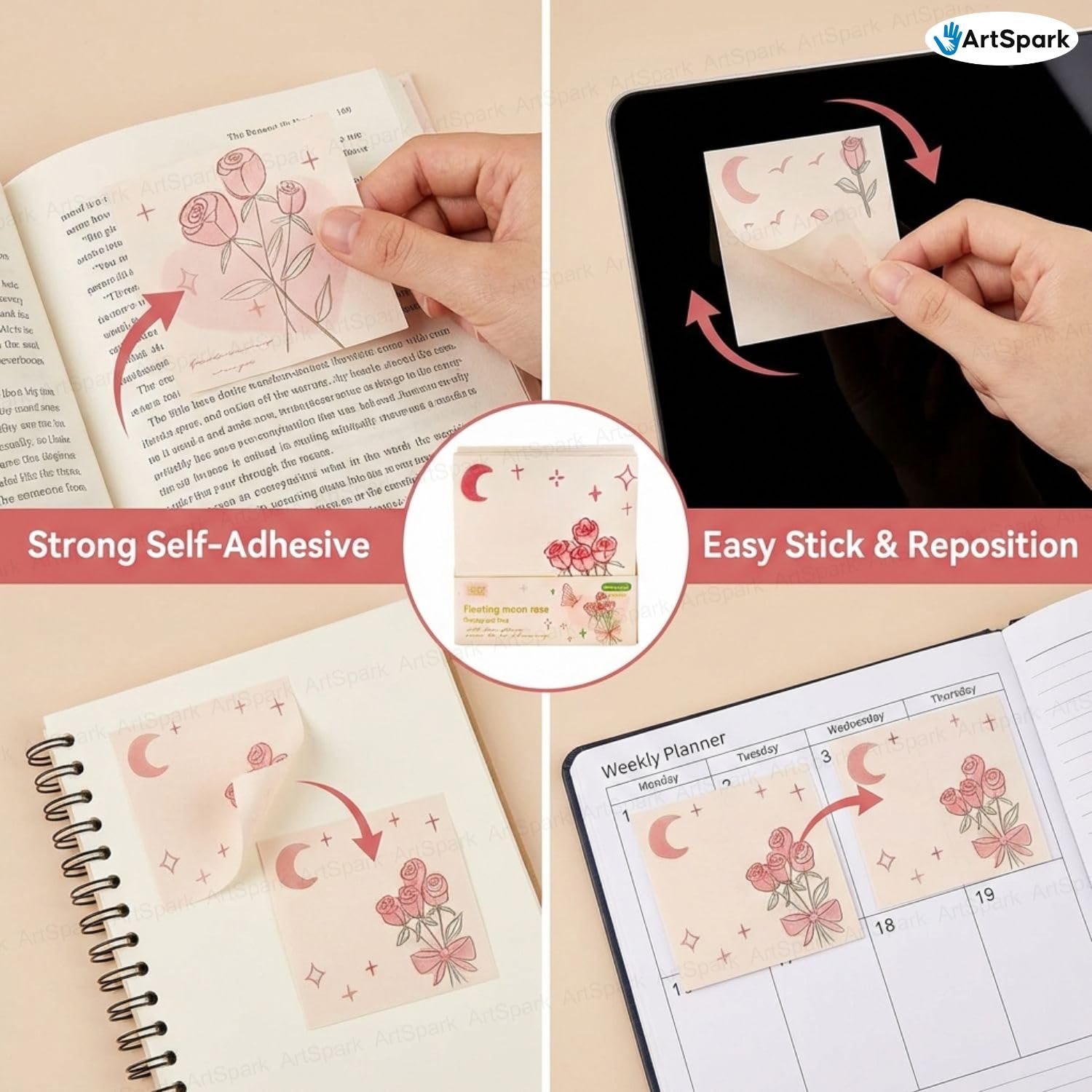 Sticky Notes – 200 Sheets Morning & Rose Memo Pad For Study, Writing, Planning & Journaling