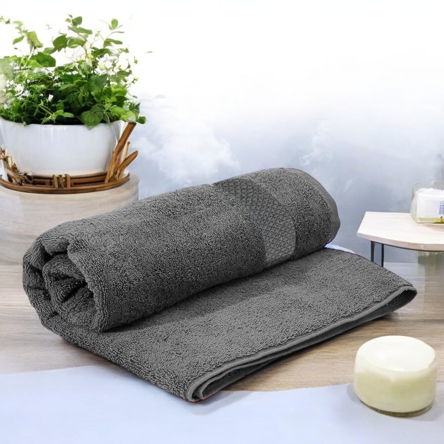 Avni Home Cotton Bath Towels 500 Gsm | Towels For Bath Large Size Extra Soft & Absorbent Bath Towel For Men & Women (Grey)