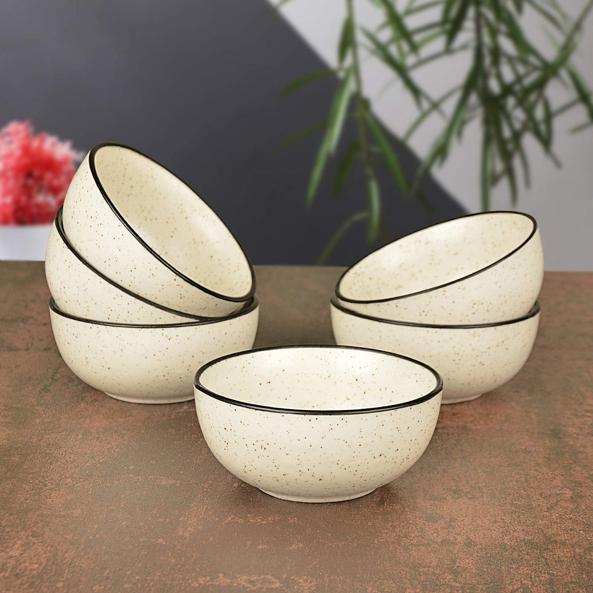 Ceramic Matt Finish Serving Bowls Set Of 6 - 200ml Each, White | Ceramic Salad Bowls - Ceramic Vegetable Serving Bowls