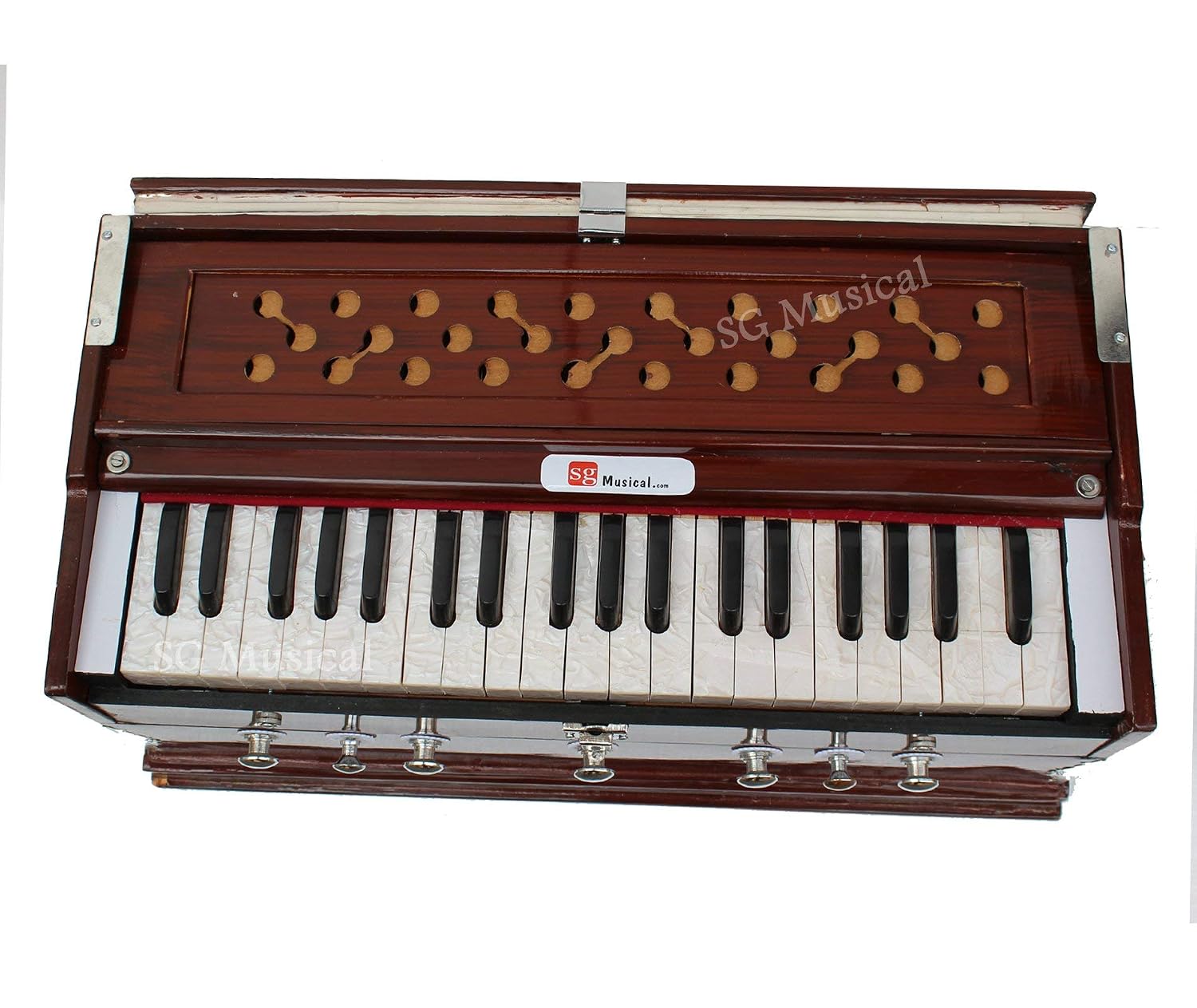 Musical Instrument Harmonium - 7 Stopper, 39 Keys, Two Reeds (Base- Male), Double Bellow | Two Side Carry Handles, Jaali Frame On Keys