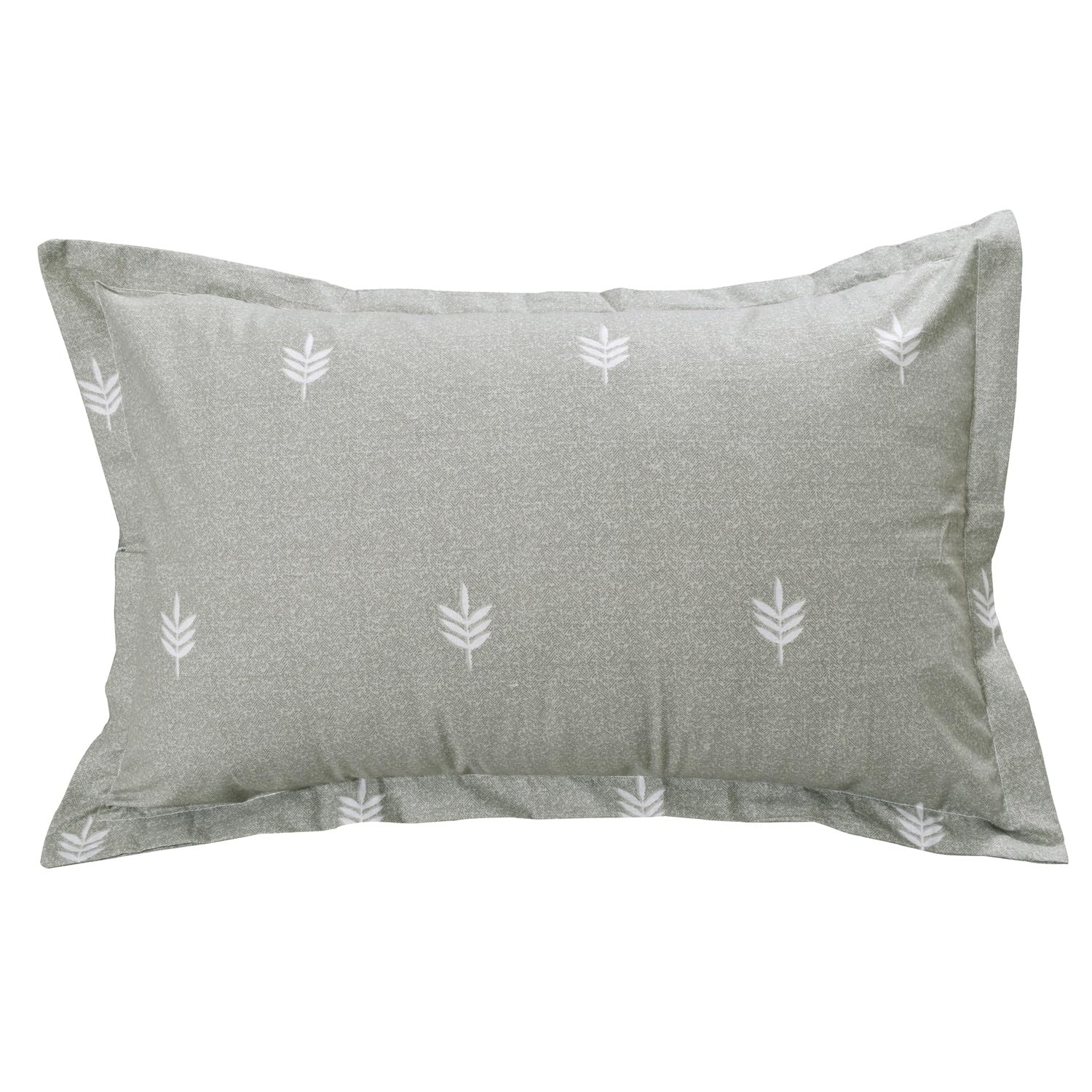 Elastic Fitted Bedsheet For Single Bed Pure Cotton With 1 Pillow Cover | 36 X 78 Inches, Sage Green & White | Lightweight, Soft, & Comfortable